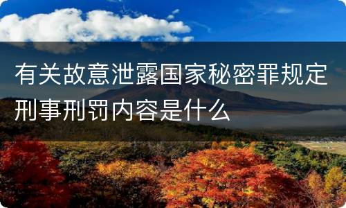 有关故意泄露国家秘密罪规定刑事刑罚内容是什么
