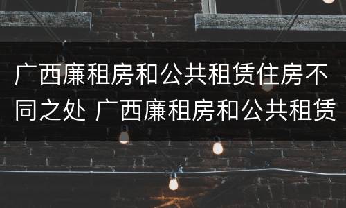 广西廉租房和公共租赁住房不同之处 广西廉租房和公共租赁住房不同之处在哪里