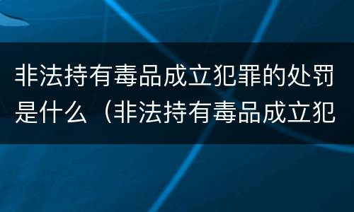 非法持有毒品成立犯罪的处罚是什么（非法持有毒品成立犯罪的处罚是什么）
