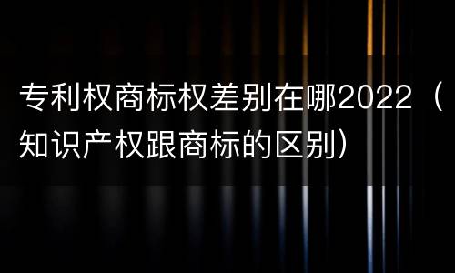 专利权商标权差别在哪2022（知识产权跟商标的区别）