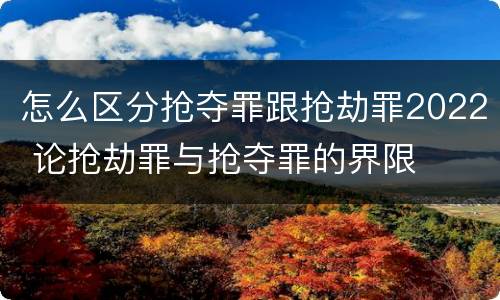 怎么区分抢夺罪跟抢劫罪2022 论抢劫罪与抢夺罪的界限