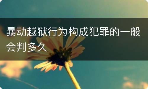 暴动越狱行为构成犯罪的一般会判多久