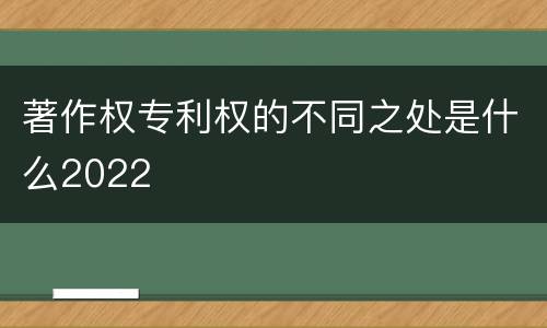 著作权专利权的不同之处是什么2022