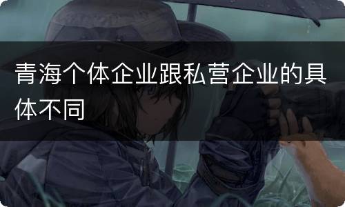 青海个体企业跟私营企业的具体不同