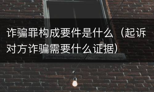 诈骗罪构成要件是什么（起诉对方诈骗需要什么证据）