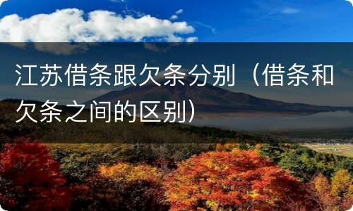 江苏借条跟欠条分别（借条和欠条之间的区别）