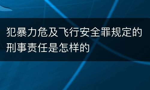 犯暴力危及飞行安全罪规定的刑事责任是怎样的