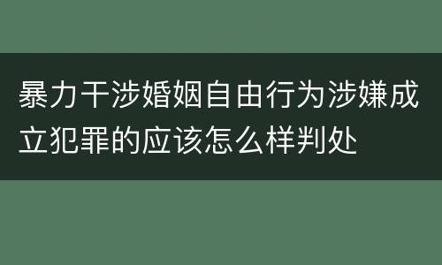 暴力干涉婚姻自由行为涉嫌成立犯罪的应该怎么样判处