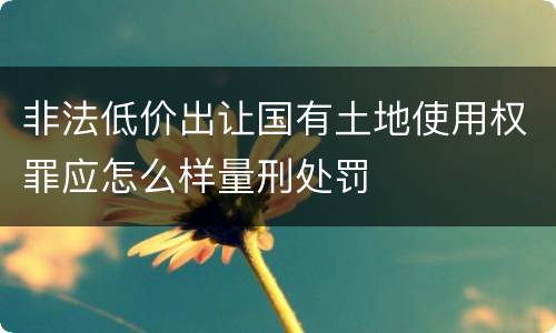 非法低价出让国有土地使用权罪应怎么样量刑处罚