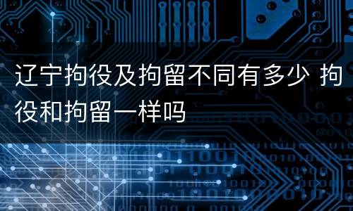 辽宁拘役及拘留不同有多少 拘役和拘留一样吗