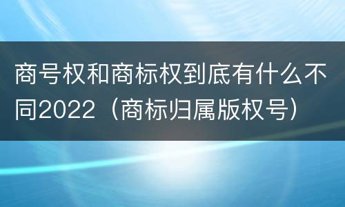 商号权和商标权到底有什么不同2022（商标归属版权号）