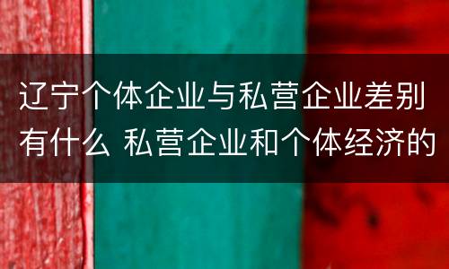 辽宁个体企业与私营企业差别有什么 私营企业和个体经济的区别