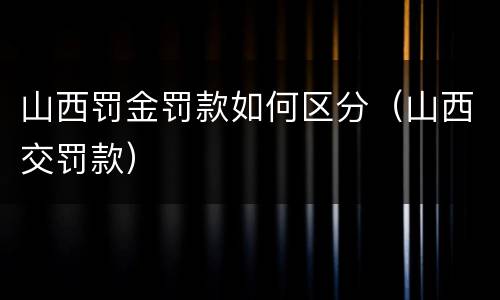 山西罚金罚款如何区分（山西交罚款）