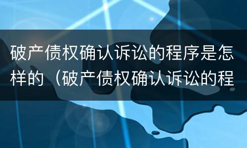破产债权确认诉讼的程序是怎样的（破产债权确认诉讼的程序是怎样的法律规定）