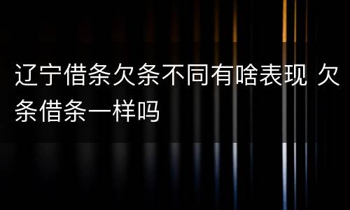 辽宁借条欠条不同有啥表现 欠条借条一样吗