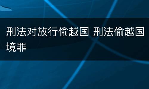 刑法对放行偷越国 刑法偷越国境罪