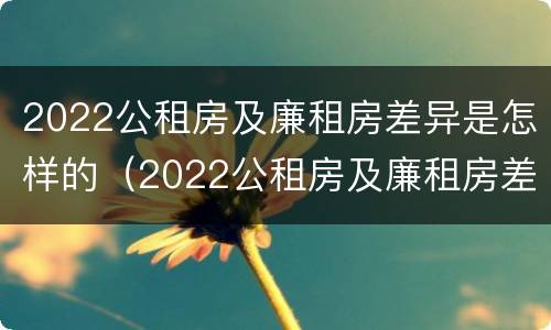 2022公租房及廉租房差异是怎样的（2022公租房及廉租房差异是怎样的呢）