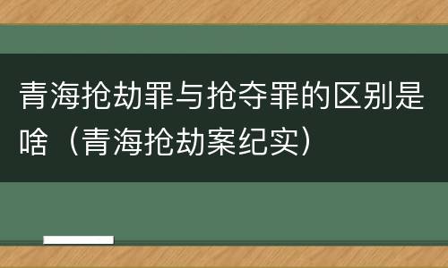青海抢劫罪与抢夺罪的区别是啥（青海抢劫案纪实）