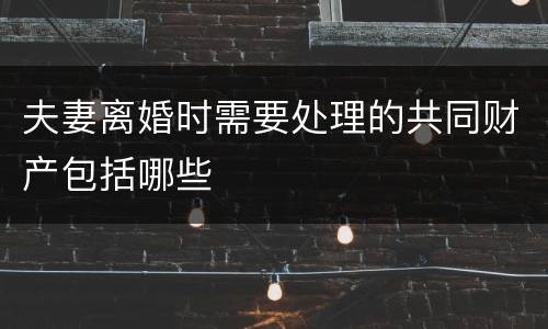 夫妻离婚时需要处理的共同财产包括哪些