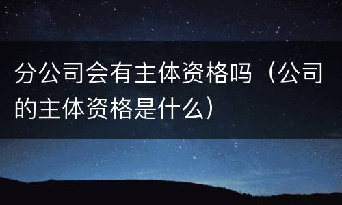 分公司会有主体资格吗（公司的主体资格是什么）