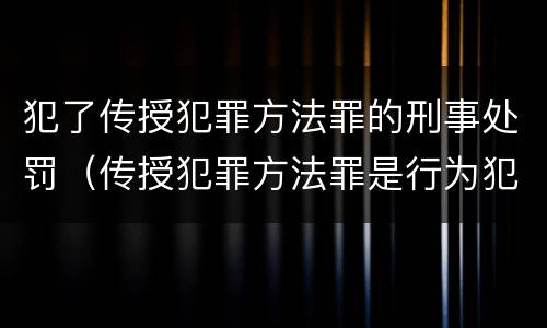 犯了传授犯罪方法罪的刑事处罚（传授犯罪方法罪是行为犯吗）