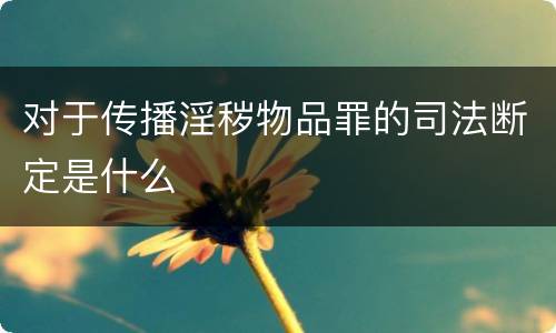 对于传播淫秽物品罪的司法断定是什么