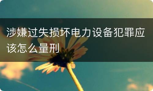 涉嫌过失损坏电力设备犯罪应该怎么量刑