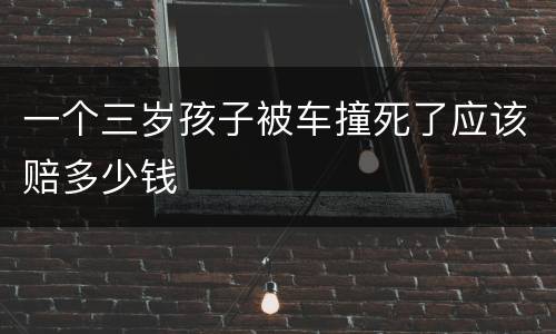 一个三岁孩子被车撞死了应该赔多少钱