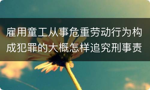 雇用童工从事危重劳动行为构成犯罪的大概怎样追究刑事责任