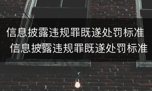 信息披露违规罪既遂处罚标准 信息披露违规罪既遂处罚标准最新