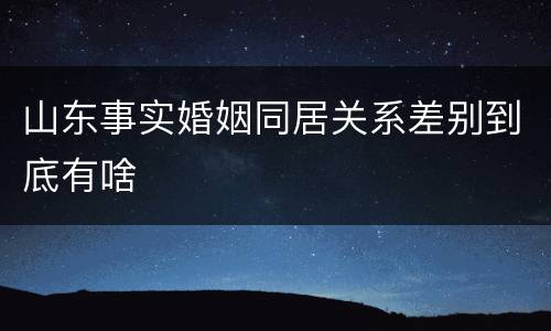 山东事实婚姻同居关系差别到底有啥