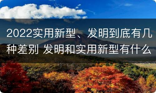 2022实用新型、发明到底有几种差别 发明和实用新型有什么区别