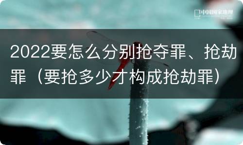 2022要怎么分别抢夺罪、抢劫罪（要抢多少才构成抢劫罪）