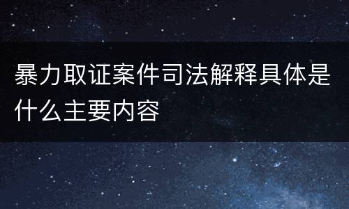 暴力取证案件司法解释具体是什么主要内容