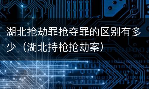 湖北抢劫罪抢夺罪的区别有多少（湖北持枪抢劫案）