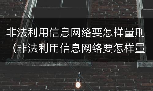 非法利用信息网络要怎样量刑（非法利用信息网络要怎样量刑呢）
