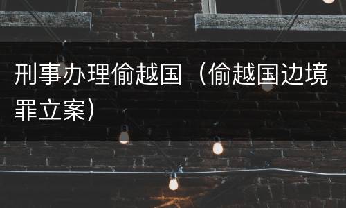 刑事办理偷越国（偷越国边境罪立案）