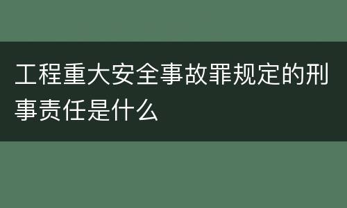 工程重大安全事故罪规定的刑事责任是什么