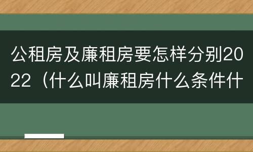 公租房及廉租房要怎样分别2022（什么叫廉租房什么条件什么叫公租房）