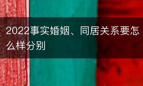 2022事实婚姻、同居关系要怎么样分别