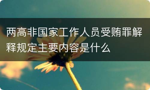 两高非国家工作人员受贿罪解释规定主要内容是什么
