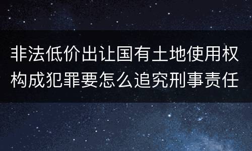 非法低价出让国有土地使用权构成犯罪要怎么追究刑事责任