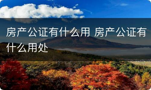 房产公证有什么用 房产公证有什么用处