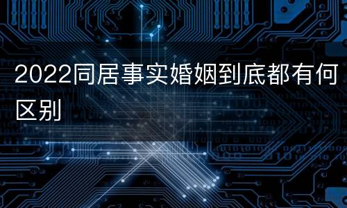 2022同居事实婚姻到底都有何区别