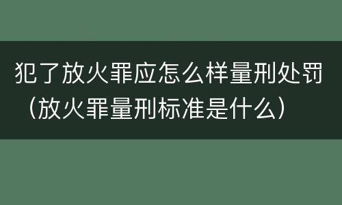 犯了放火罪应怎么样量刑处罚（放火罪量刑标准是什么）