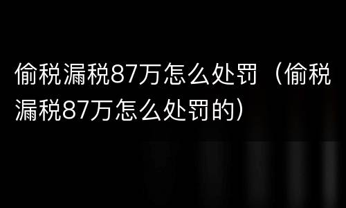偷税漏税87万怎么处罚（偷税漏税87万怎么处罚的）