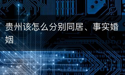 贵州该怎么分别同居、事实婚姻