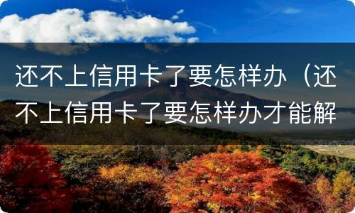 还不上信用卡了要怎样办（还不上信用卡了要怎样办才能解冻）