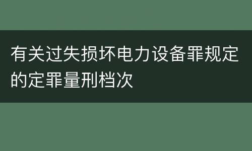 有关过失损坏电力设备罪规定的定罪量刑档次