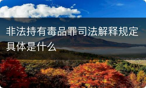 非法持有毒品罪司法解释规定具体是什么